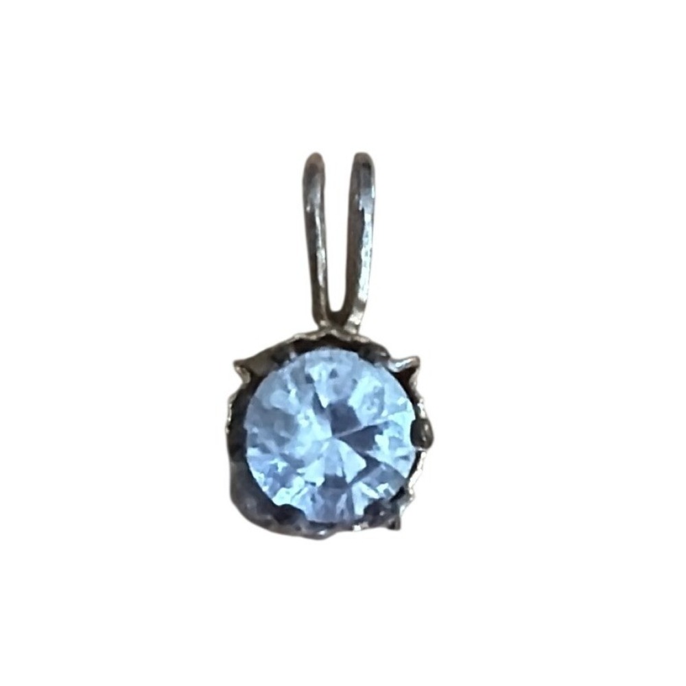 Round Brilliant Cut Solitaire‎ Pendant Silver Tone Clear Stone Dainty Charm